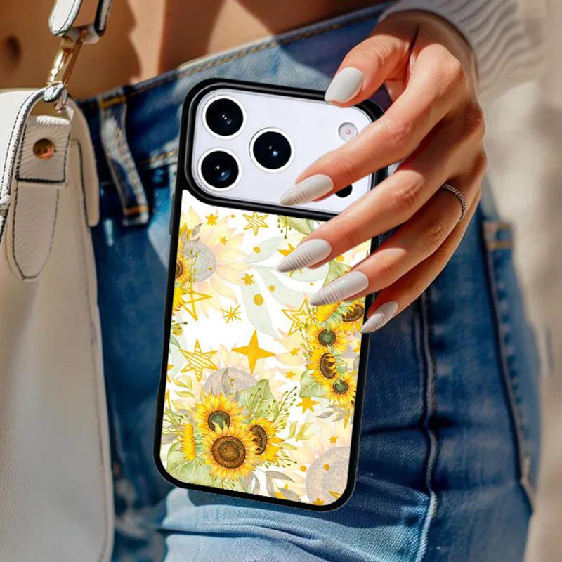 Цветочный чехол для телефона с подсолнухами для iPhone 17 Air 14 15 13 12 Max Чехол для Apple 16e 11 Pro Max Plus Coque