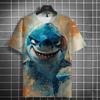 Fashion Men's Casual T-shirt 3D Printing Fun Animal Print Short Sleeve Street Fashion Wolf Fox Print Round Neck Top