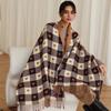 Long Heart Thickened Scarf Acrylic Fibers Tassel Shawl Large Plaid Knitted Scarf  Autumn