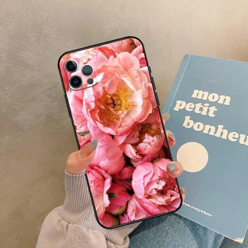 Розовый фиолетовый чехол для телефона с изображением пиона для iPhone Samsung Galaxy Redmi Xiaomi Oppo OnePlus Note SA 7 8 9 10 11 12 13 14 20 21 22 23 53 54 Pro Max Plus Ultra