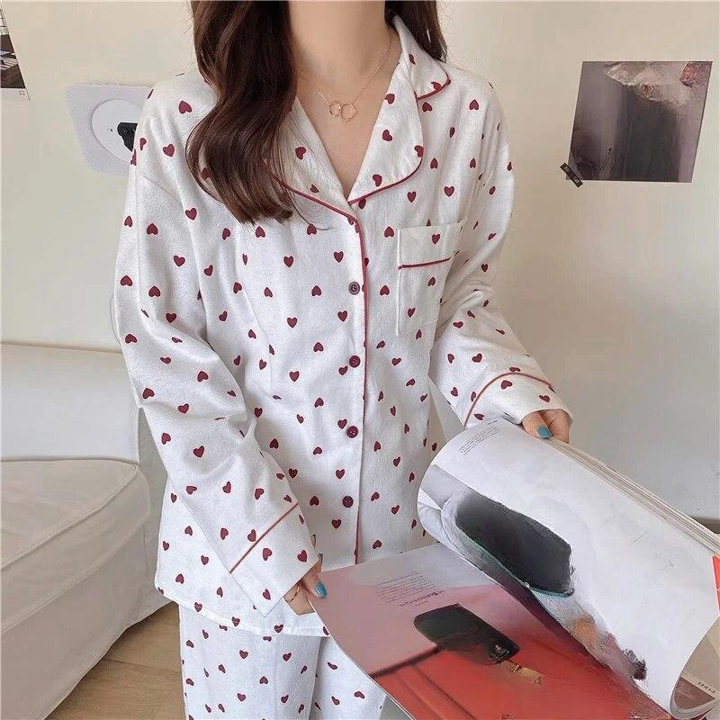 Korean Style Spring Autumn Rest Pajamas for Women Fashion Long Sleeve Pants High Grade Elegant Comfortable Lapel Loungewear