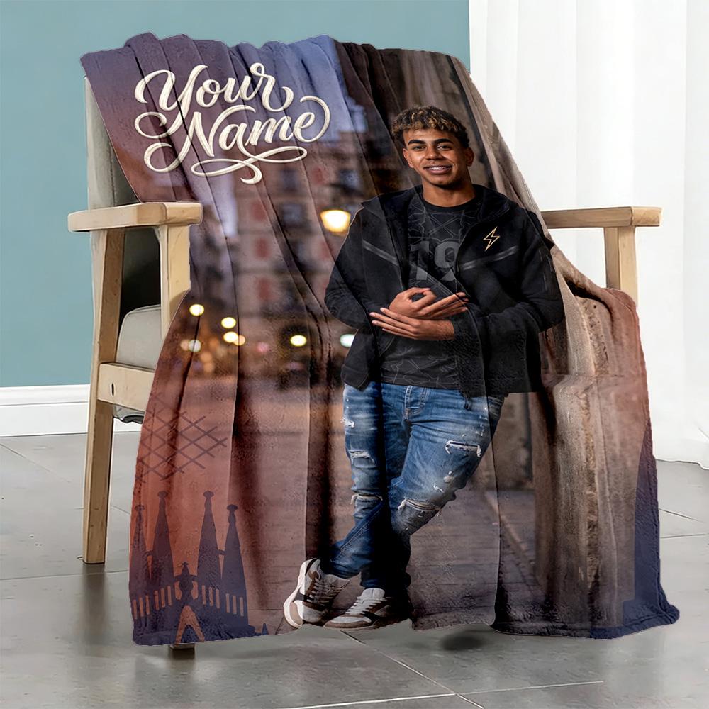 Lamin Yamal Personalized Name Blanket Cozy Personalized Blanket Warmthful Decor Perfect For Seaside Couch Bedding Nap Four Seasons Multipurpose