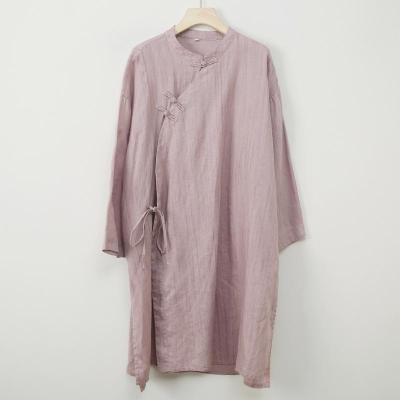 Johnature Women Vintage Striped Shirts Tops Stand Long Sleeve Loose Spring Blouses Button Chinese Style Shirt