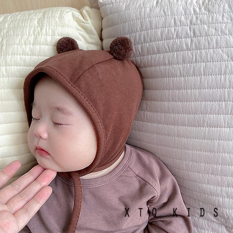 Шапка-ушанка с помпоном для младенцев и малышей - Тонкая, в корейском стиле, для мальчиков и девочек (Весна осень)