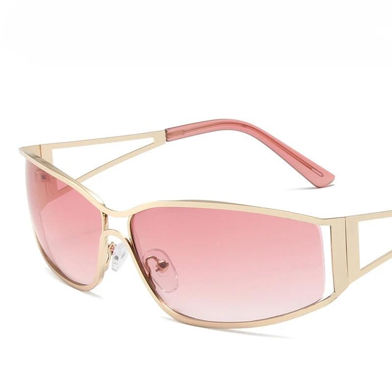 Солнцезащитные очки с прорезями Женские Модные Градиентные 2000-х Очки-обертки Брендовые Панк-очки Зеркальные Очки