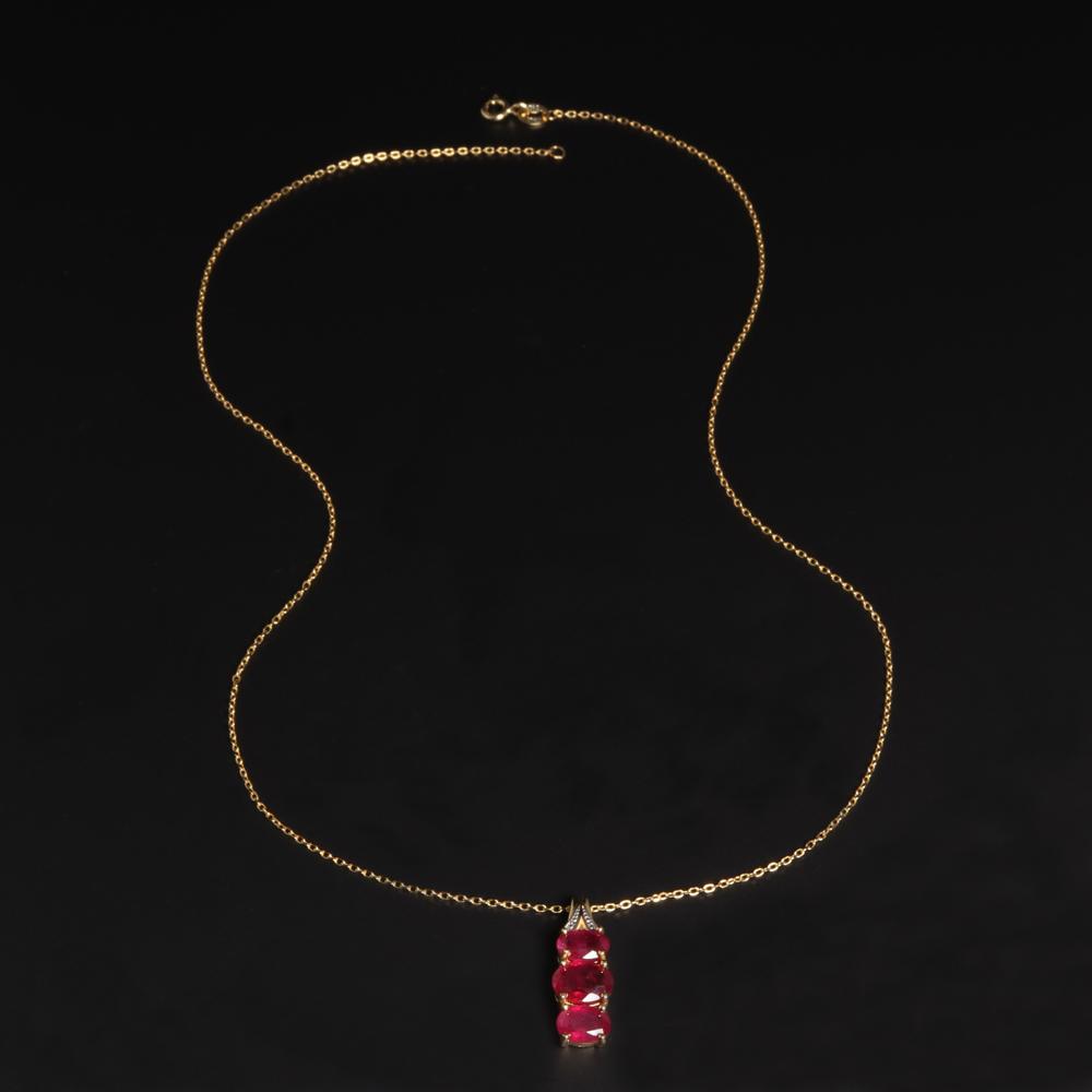 Элегантное нежное ожерелье с подвеской из натурального рубина, настоящие драгоценные камни, благородные украшения для женщин, подарки на день рождения и годовщину