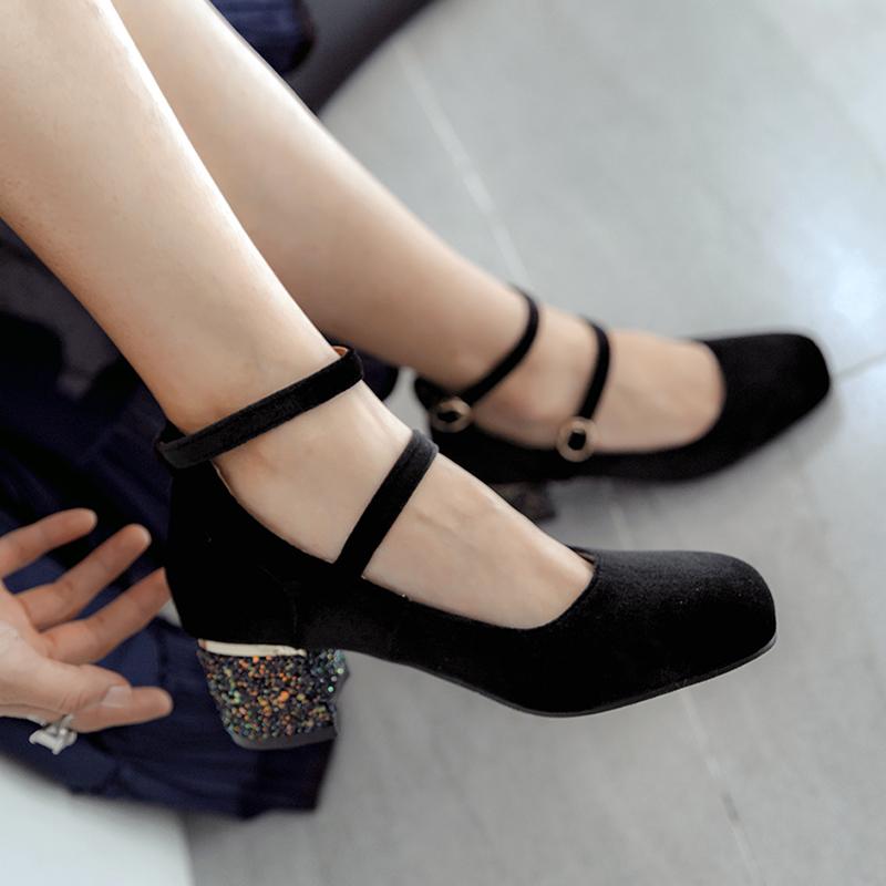 Q/Женские туфли на высоком каблуке, модные однотонные замшевые туфли на толстом каблуке, большие низкие кеды