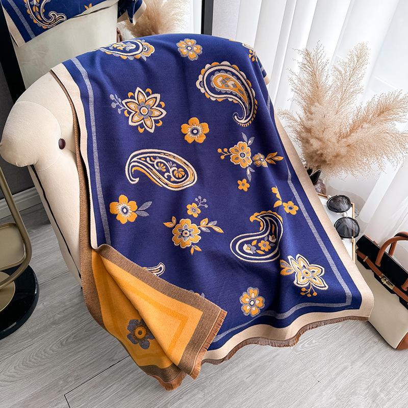 Versatile Printing Autumn And Winter Double-Sided Imitation Cashmere Scarf Winter High-End Warm Shawl Women