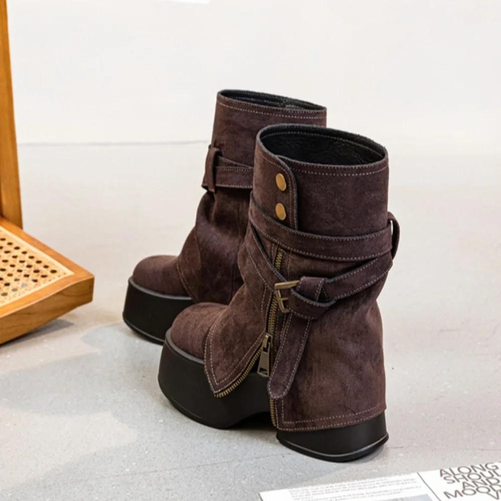 Брюки Сапоги Женская обувь Осень Зима Новинка Двухсекционные съемные короткие сапоги для женщин Модные сапоги на платформе Botas