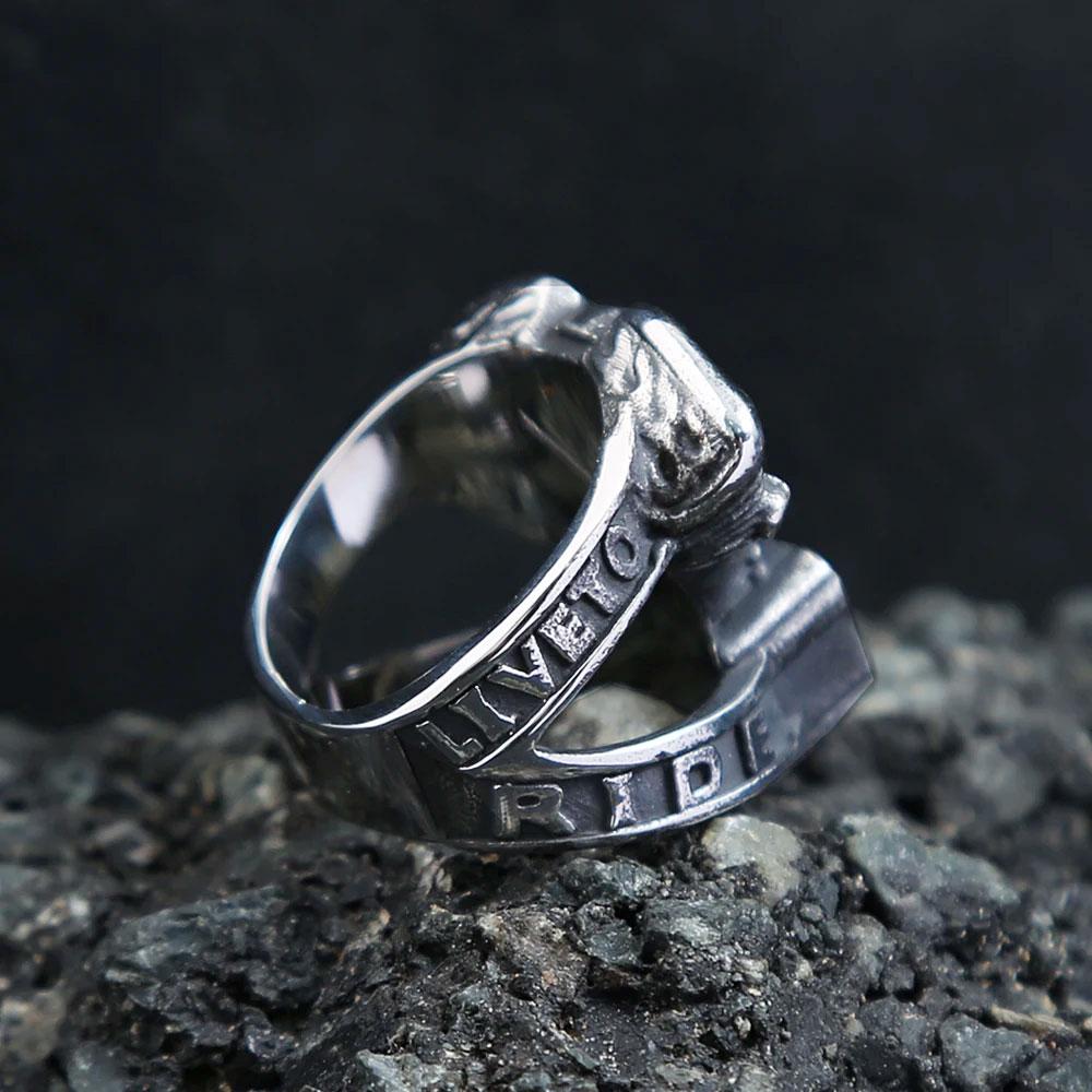 Винтажные готические кольца с изображением черепа мотоциклетного двигателя для мужчин и мальчиков из нержавеющей стали, панк-байкерское кольцо, модные ювелирные изделия для мотоциклистов, подарок