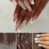 Yousheng 24 шт. водостойкие гелевые накладные ногти с полным покрытием, длинные искусственные французские ногти с плоской головкой, накладные ногти, носимые накладные ногти, принадлежности для дизайна ногтей своими руками