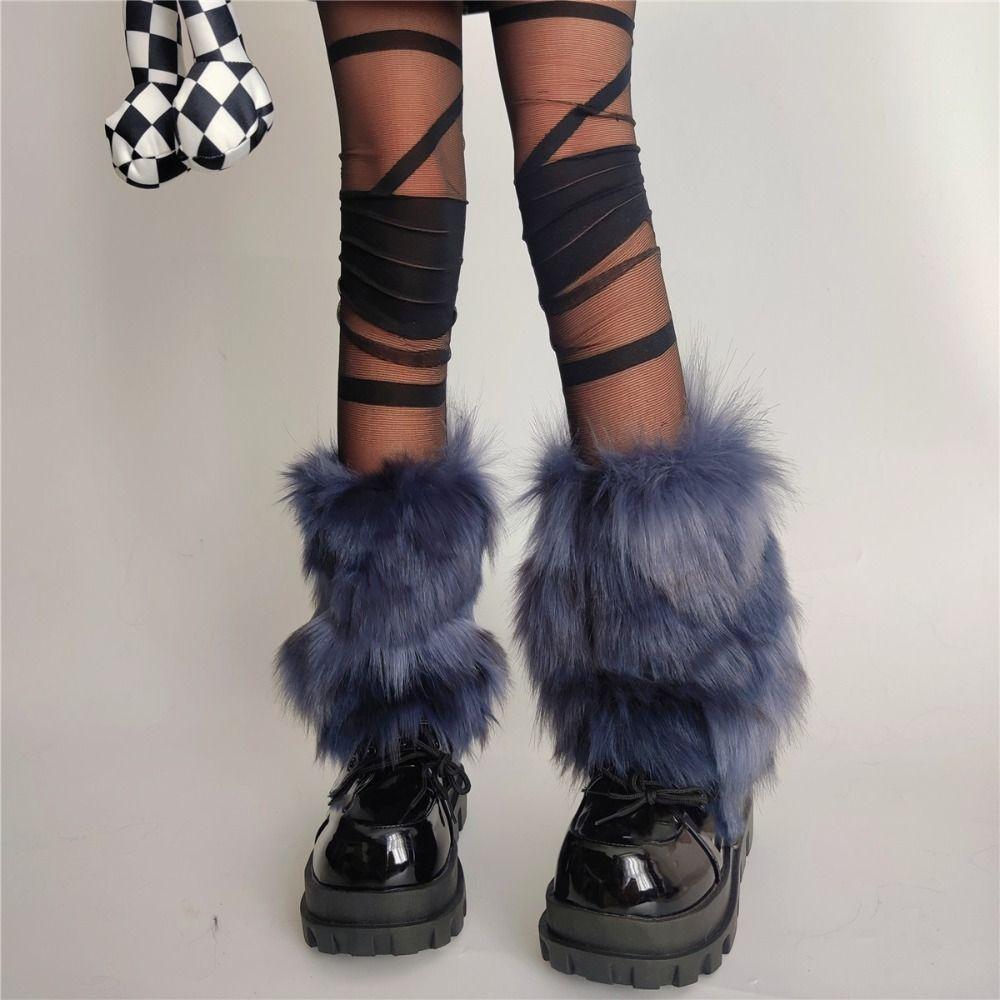 Harajuku Winter Leg Warmers Y2K Plush Leg Coverings Fashion Furry Leg Warmers JK Accessories