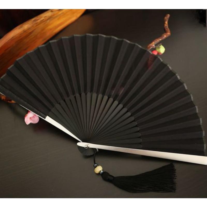 1 шт IZ4A изысканный 6,3-дюймовый женский веер мужской веер однотонный складной веер из хлопка повседневный веер подарочный веер, край из алюминиевого сплава кость