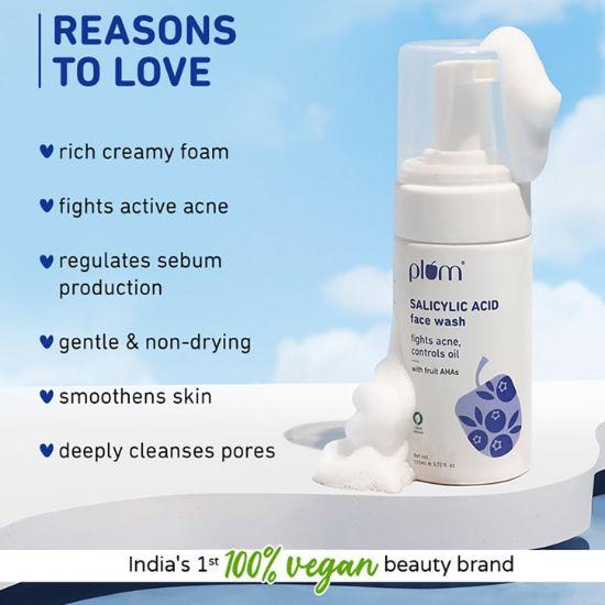 Plum 1% Encapsulated Salicylic Acid Foaming Face Wash|All Skin Types|Creamy Face Cleanser For Women&Men|100% Vegan|110 Ml