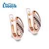LSOOYH серьги-клипсы цвета розового золота, модные серьги с цветком для женщин, геометрические черные серьги-кольца с кубическим цирконием, ювелирные изделия