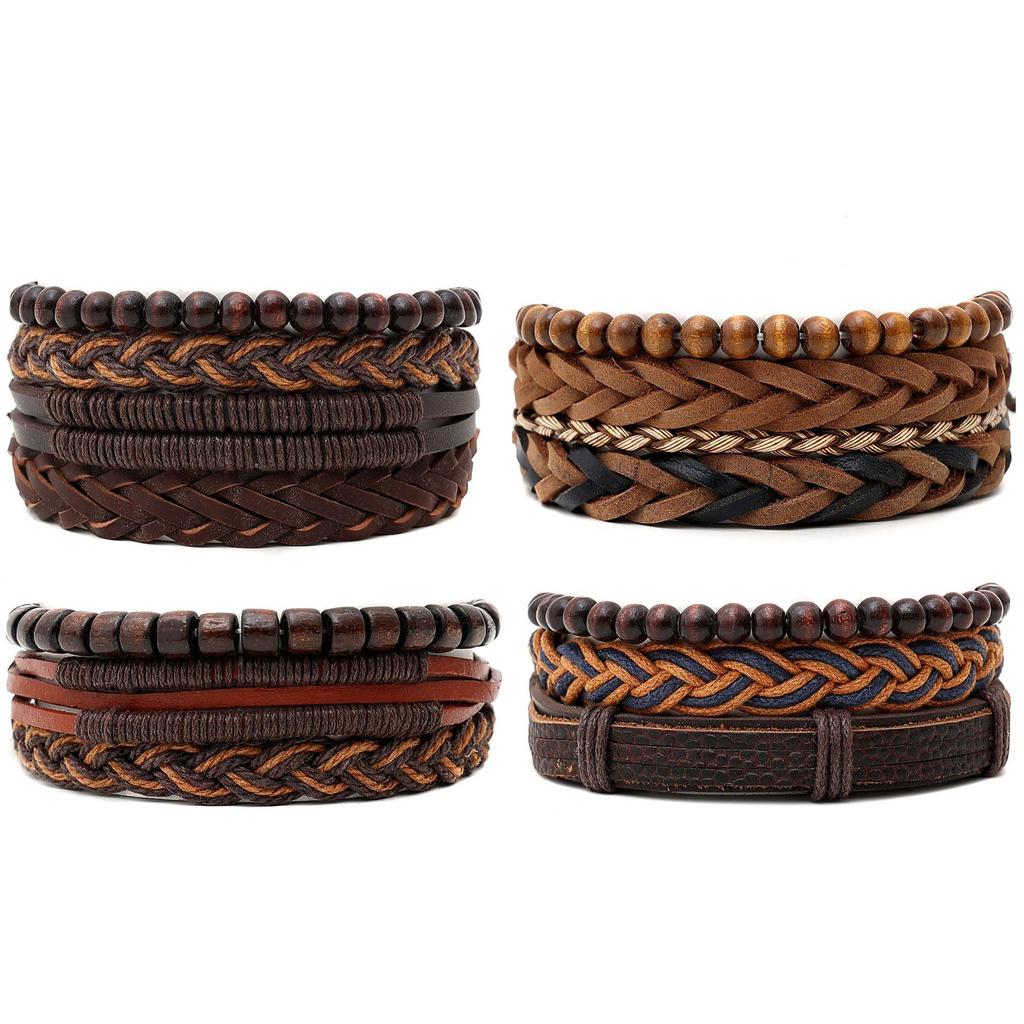 Retro Ethnic Style Woven Cowhide Bracelet DIY Set for Men