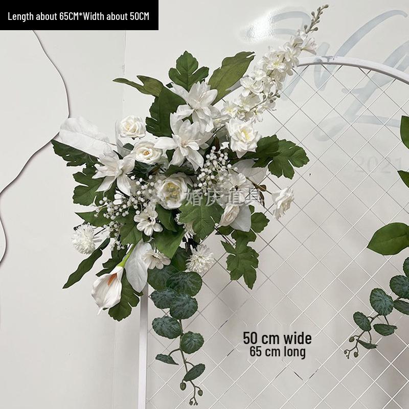 Red Floral Wedding Stage Backdrop with Artificial Flower Rows