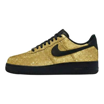 Nike Air Force 1 Устойчивые к истиранию Увеличивающие рост Низкие Скейтбордические кроссовки Унисекс Черные с золотым FZ0627-010(Команда133-)