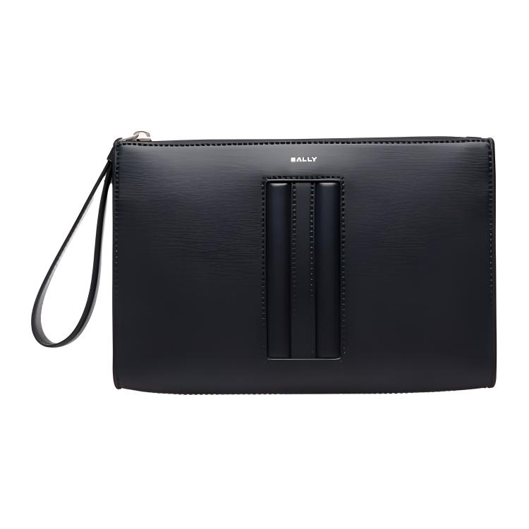 Bally Логотип Застежка-молния Кожаная клатч-сумка Мужская клатч-сумка Темно-синий 6310280