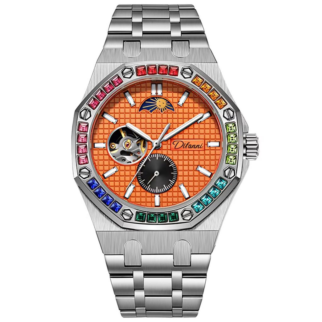 Fashion New Luxury Mechanical Watches Rainbow Drill Hollow Design Fully Automatic Mechanical Automatic Watch