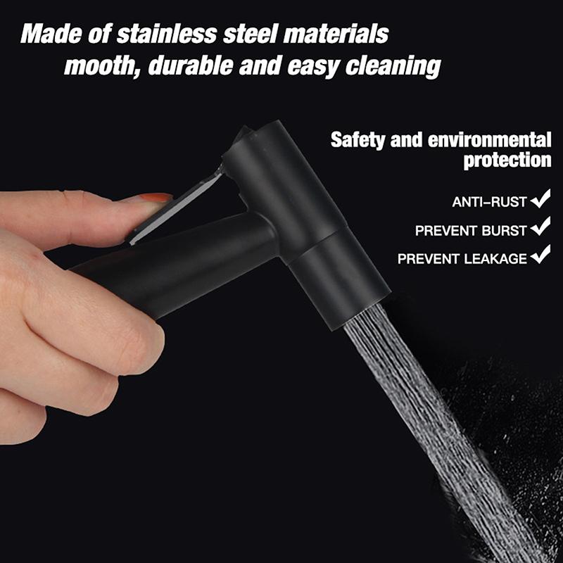 Stainless Steel Portable Bidet Sprayer Cold Bathroom Bidet Faucet Valve Jet Set Ass Shower Enema Black