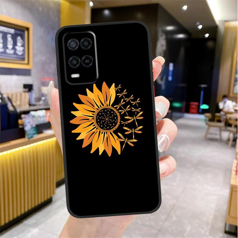 Красивый желтый чехол-подсолнух для OPPO A53 A31 A5 A9 A96 A76 A16 A54 A74 A94 A52 A72 A92 A93 A15 A57 A77 A17