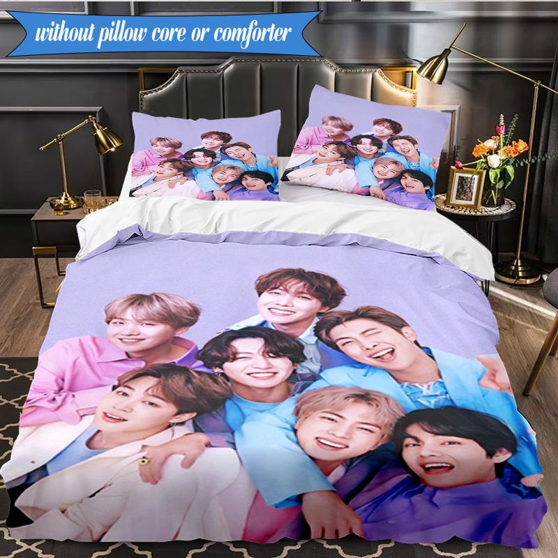 K-pop music group 3pcs K-pop music group Bedding set,Ideal for Bedroom, Dormitory,Including Duvet Cover And 2pcs Pillowcases,Fan gifts