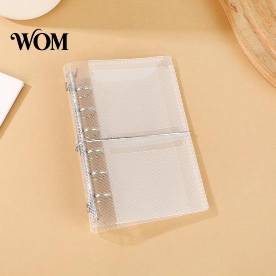 School Trifold Binder A6 A7 M5 Binder, 5/6-Rings Transparent Refillable Loose Leaf Pocket Folder, Planner Budget Notebook Cover for School,