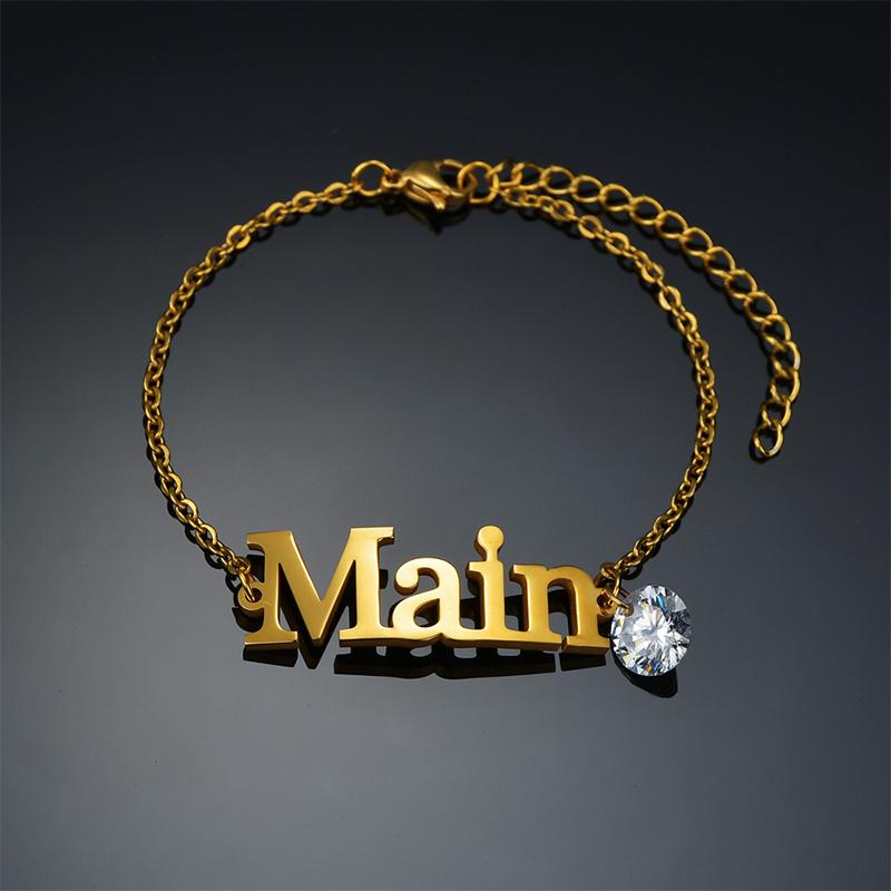 Браслет Goxijite с индивидуальным именем для женщин, персонализированные браслеты из нержавеющей стали с крыльями и цирконием для маленьких девочек, ювелирные изделия