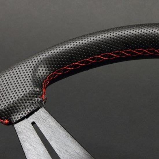 Steering wheel 35mm N punched PVC with red stitching (N35P)