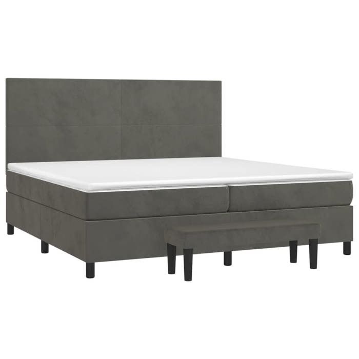 Maison Exclusive - Sommier à lattes de lit et matelas Gris foncé 200x200cm Velours