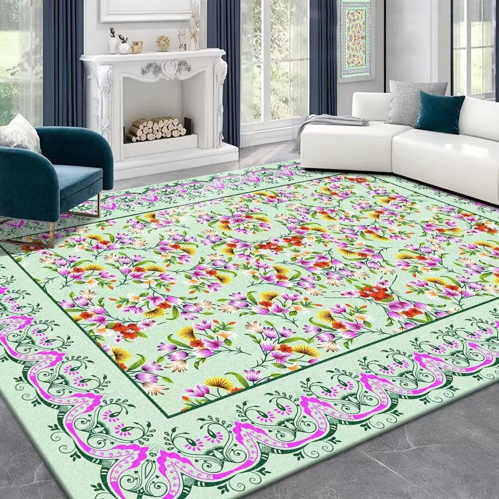 Ковер для гостиной в стиле французского ретро-кремового стиля, светлый, роскошный, улучшенный, спальня, кровать, одеяло, домашний гардероб, диван, стол, коврик