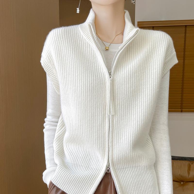 Женский кашемировый кардиган Qinghe Cashmere 30% кашемира 70% шерсти Осенний и зимний кашемировый кардиган Мягкий и теплый