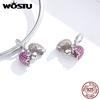 WOSTU 925 Sterling Silver Only You Love Heart Dangle Charm Fit Original Bracelet DIY Jewelry
