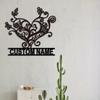 Metal Family Name Sign, Customizable Black Heart Wall Decor, Artistic Matte Finish, Removable for Indoor Outdoor