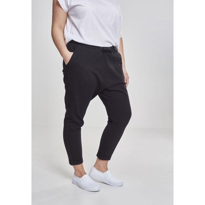 Pantalon femme grandes tailles - Urban Classic - Terry - Noir - Coupe Loose - 7/8ème