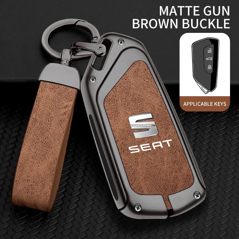 IFGU2 Alloy Leather Car Remote Key Protection Cover Shell For Seat FR Ateca IBIZA Leon Alhambra Arosa Exeo Cordobe Toledo Accessories