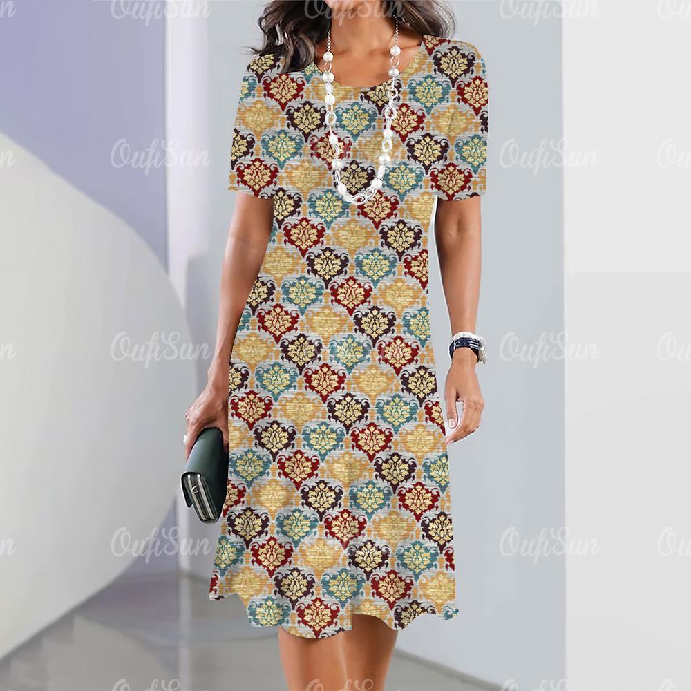 New Elegant Geometric 3D Print Women's Dresses Dresses Plus Size Female