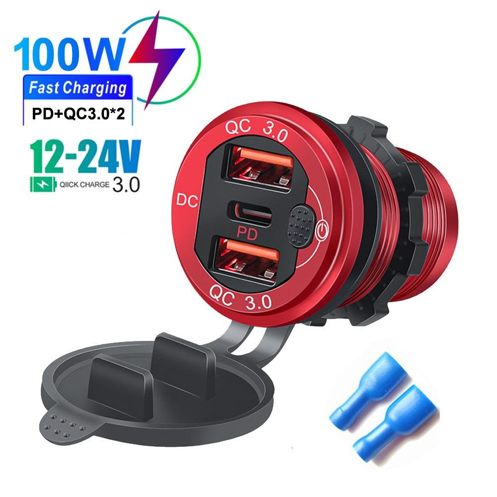 Автомобильное зарядное устройство PD из алюминиевого сплава мощностью 115 Вт - QC3.0 и Type-C, водонепроницаемость IP66, премиальный металлический дизайн