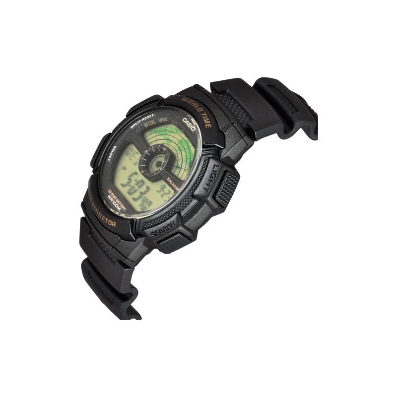 Casio Серия YOUTH-Дисковый цифровой дисплей Повседневные Многофункциональные Спортивные Водонепроницаемые Студенческие Светящиеся Часы Кварцевый Механизм Ремешок из Смолы AE-1100W-1BV