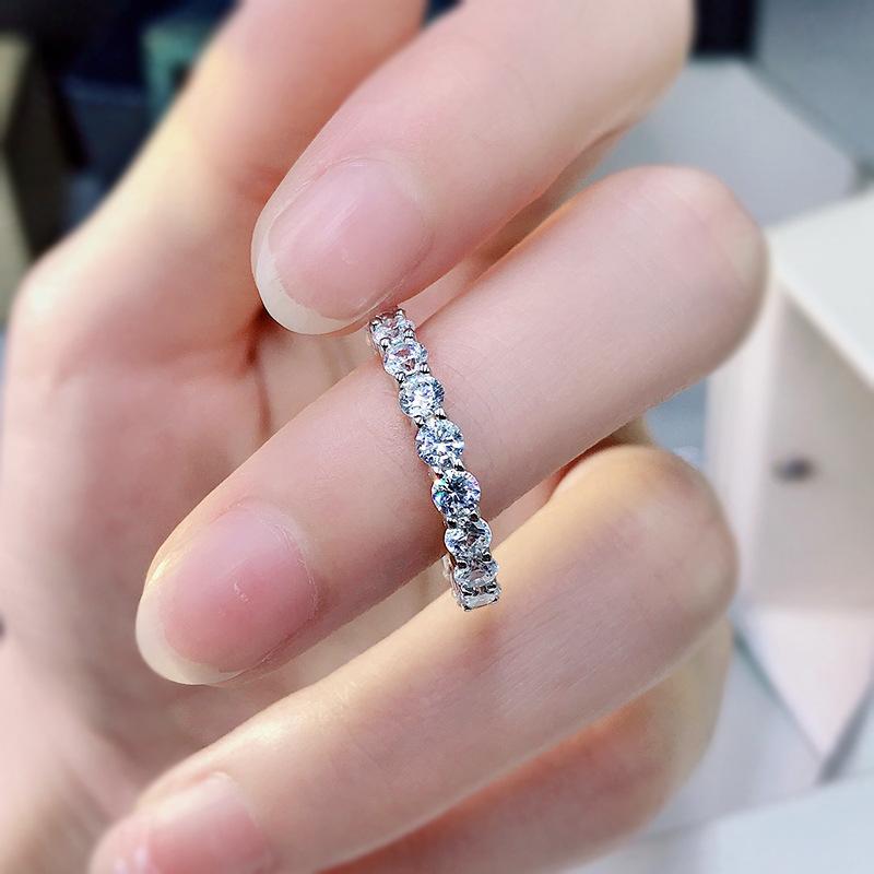 Роскошное женское кольцо S925 Серебряное кольцо с бриллиантом для женщин в Европе и Америке Кольцо с полным бриллиантом 3 мм