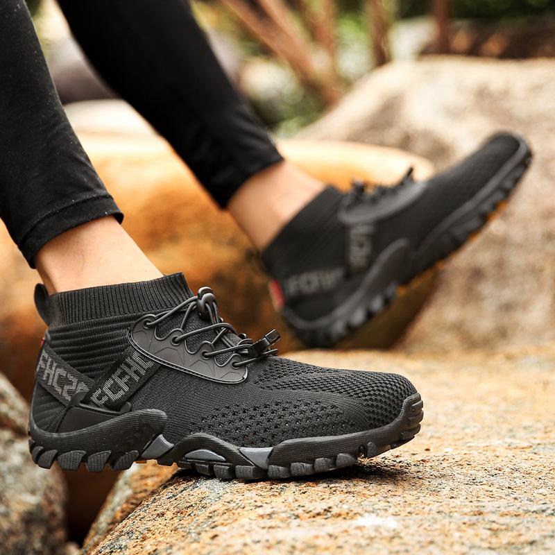 Men's Shoes Mountaineering New Breathable Flyknit Shoes Casual Fashion Men's and Women's Plus Size Men's Shoes Breathable Outdoor Sneakers