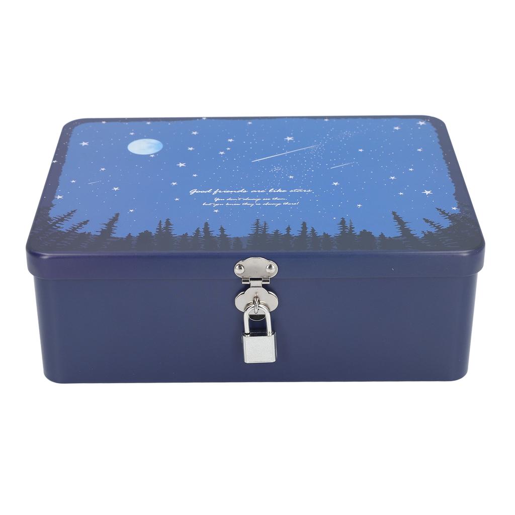 Retro Tinplate Storage Box Large Capacity Multifunctional Portable Vintage Metal Storage Container for Money Gift