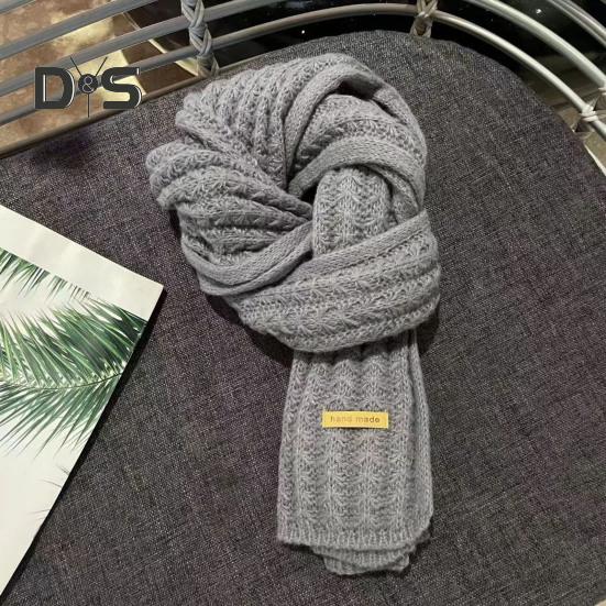 Winter Scarf Solid Color Thickened Warm Knitting Scarf Men Women Long Neck Wrap Garment Clothing Accessories
