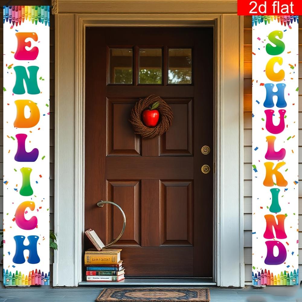 Back to School Porch Sign Colored Crayon Rainbow Font Entrances 1 Pair Indoor Outdoor Decor