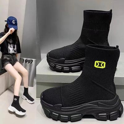 Женские дышащие 2025 Лето Осень Новый стиль Интернет Хит Супер Хит Вязаные Высокие Повседневные Спортивные Эластичные Носки Ботинки