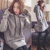 Autumn and Winter Women's Long-sleeved Pullover Sweatshirt Women's Large Size Loose Mid-length Hooded Plus Velvet Thickened Top Jacket