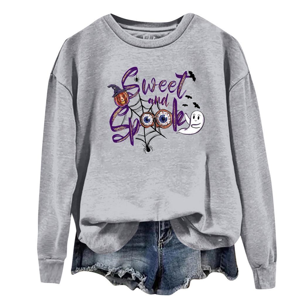 Женская повседневная модная блузка с длинным рукавом и круглым вырезом с принтом