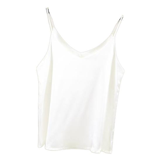 Майка с V-образным вырезом, однотонная, очень мягкая, без рукавов, свободного кроя, полиэстер