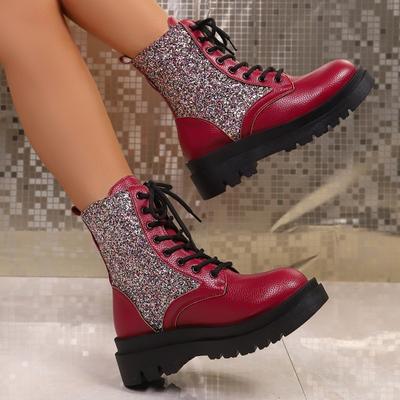 Новая обувь универсальна, это ботильоны на толстой подошве, ретро туфли на шнуровке с круглым носком.